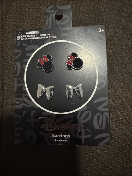 Disney Other - Disney Minnie Mouse Stud Earring Set - Black & Red with Silver Bows New Gift